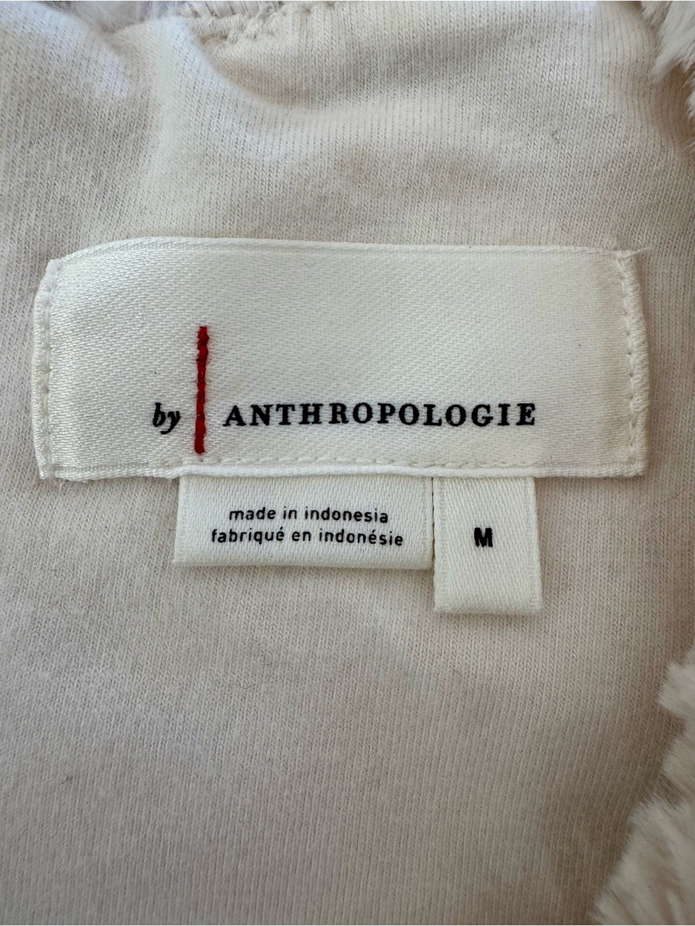 By Anthropologie Ivory Faux Fur Textured Top Short Sleeve Back Zip Holiday Cream - Picture 8 of 12